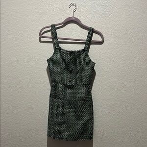 Kingston Grey Womens Juniors Plaid Sheath Mini Dress Elegant Green Tweed Sz S